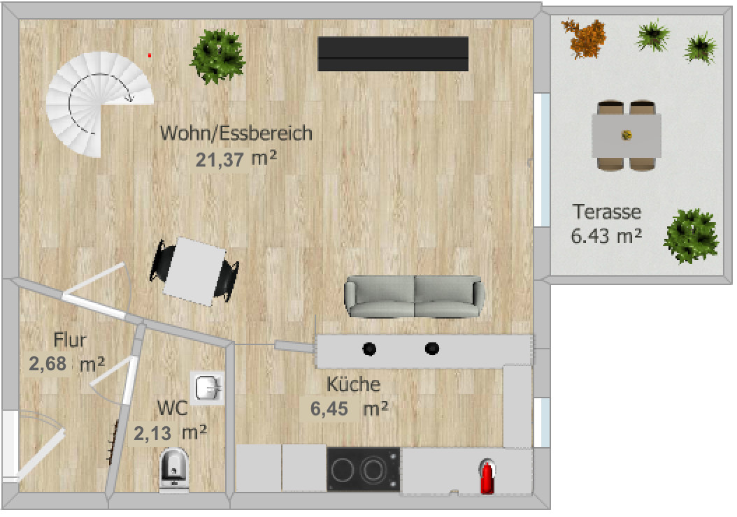 RESERVEIRT - Einzigartige Maisonette mit Gäste-WC, Gartenzugang (400qm) + TG-Stellplatz - WohnflächeEG