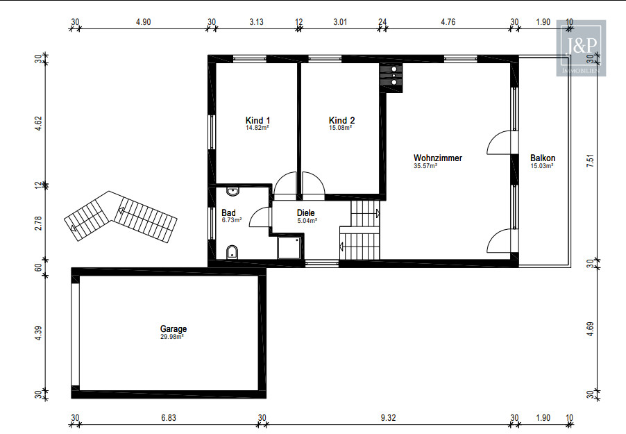 Idyllisches Split-Level Einfamilienhaus mit viel Platz und direkter Waldnähe. - Grundriss OG