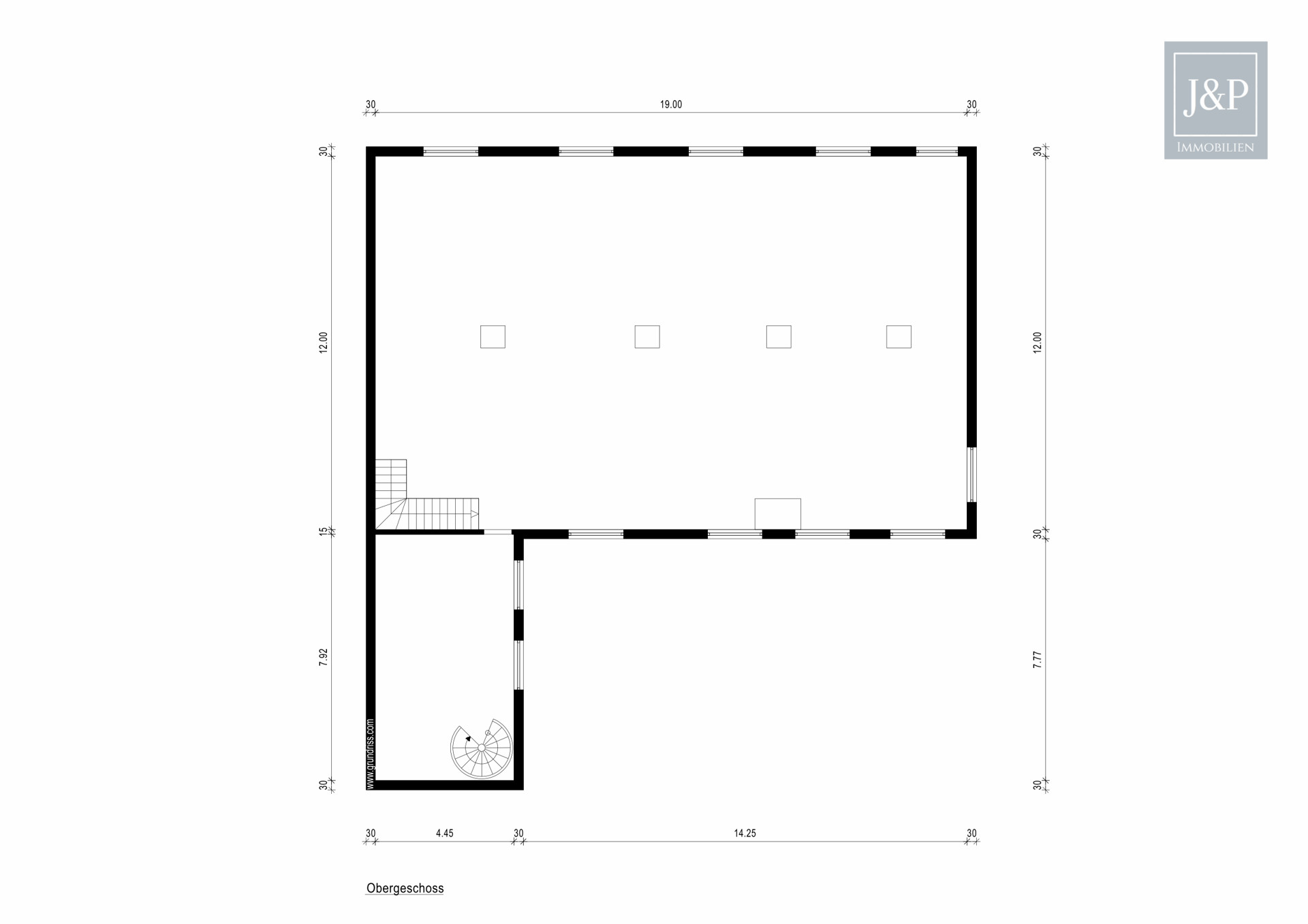 Wohn & Gewerbekombi! Energetisches MFH (290qm) mit Gewerbeeinheit (570qm) - je voll unterkellert - Grundriss OG Gewerbe